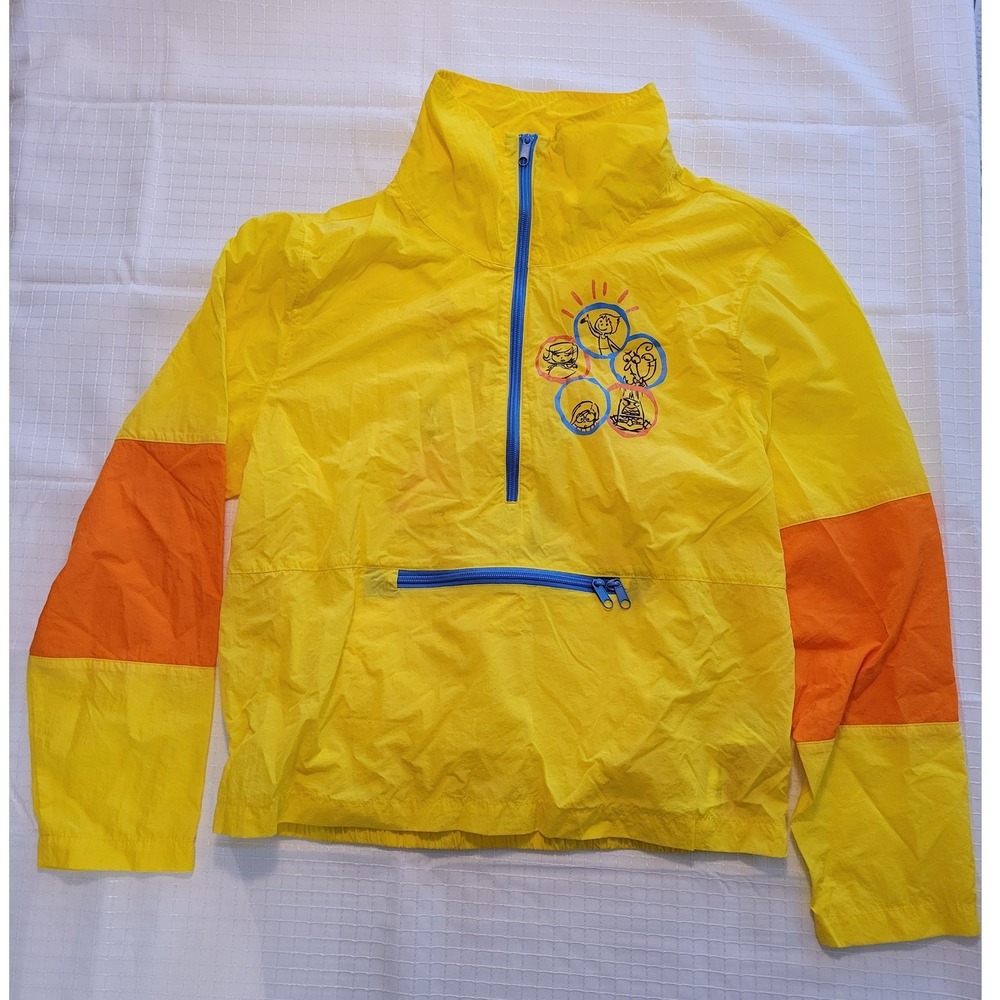 Disney Inside Out Windbreaker Jacket Yellow Orange Half Zip Small Womens Mens